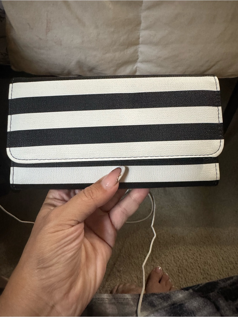 Kut from the Kloth Black and White Striped Foldover Wallet